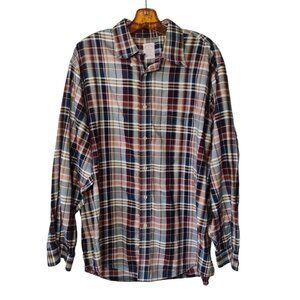 Brooks Bros Madison Plaid Button Down Shirt Size XL Classic Cotton Business